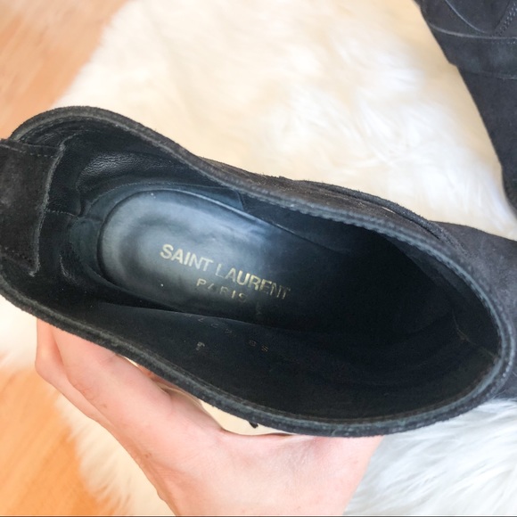 Saint Laurent Paris Single Buckle Suede Booties - Picture 8 of 11